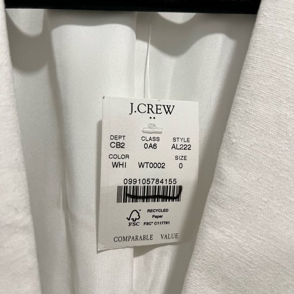 J. Crew Linen cotton Blend One Button Blazer White Size 0 NEW capsule wardrobe - Picture 12 of 14